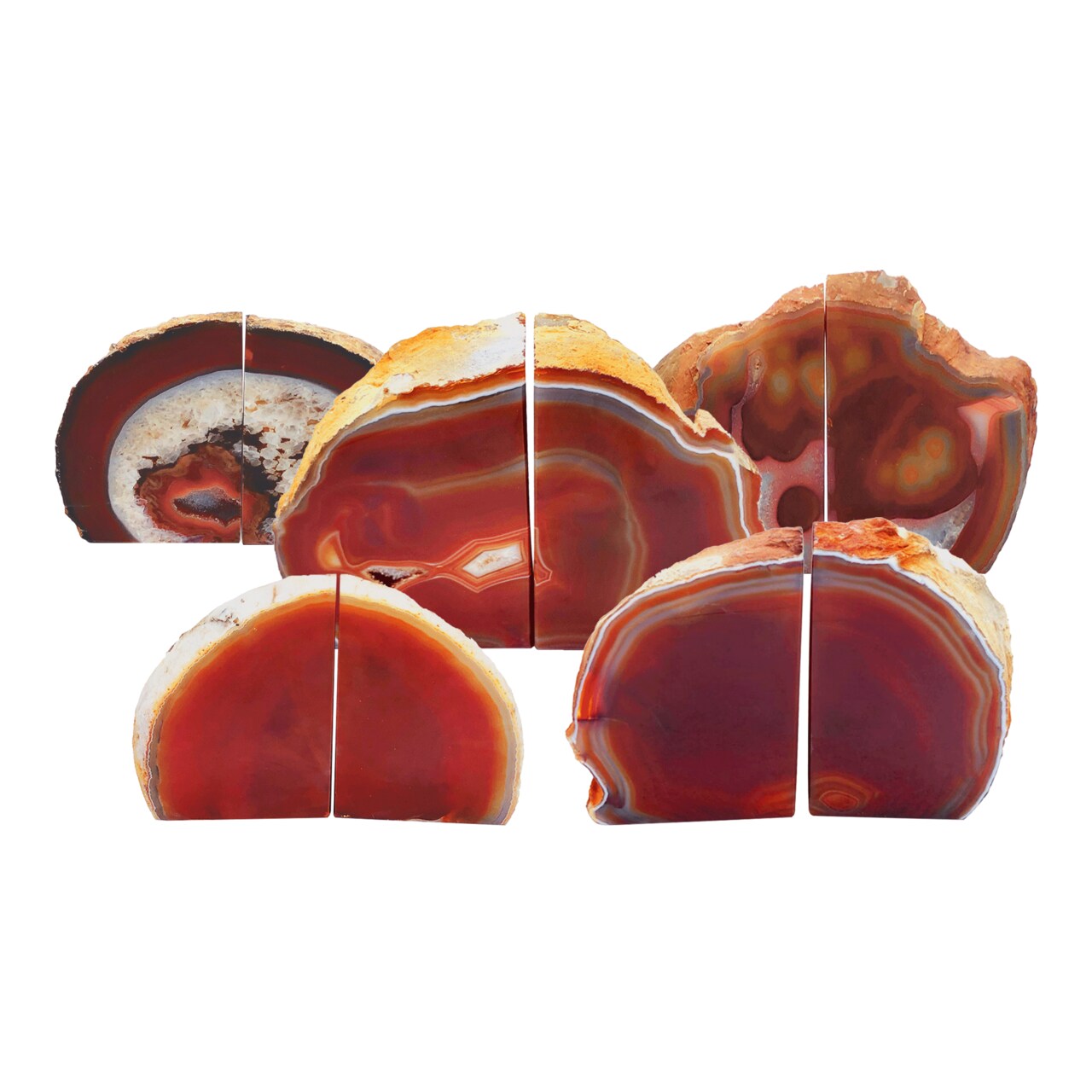 Red Agate Bookend Pair, Natural Geode Bookend, Healing Crystal Bookend Set, Choose Size, Home Décor, GemMartUSA (BKRD)